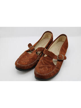 Soft Spots Brown Suede Mary Jane Flats USA Slip On Comfort Women's Size 8.5N